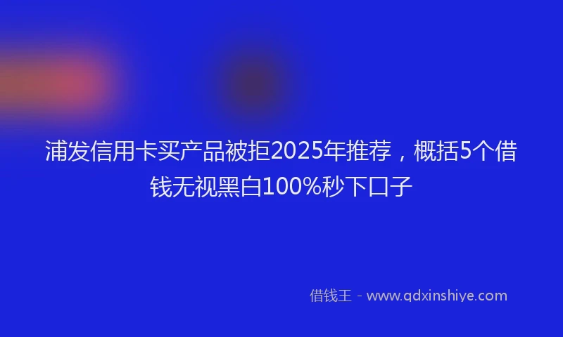 浦发信用卡买产品被拒2025年推荐，概括5个借钱无视黑白100%秒下口子