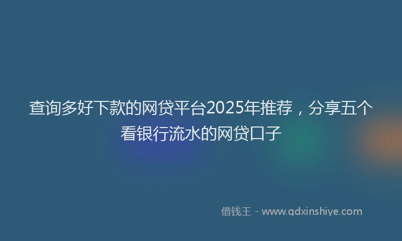 查询多好下款的网贷平台2025年推荐，分享五个看银行流水的网贷口子