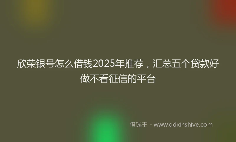 欣荣银号怎么借钱2025年推荐，汇总五个贷款好做不看征信的平台