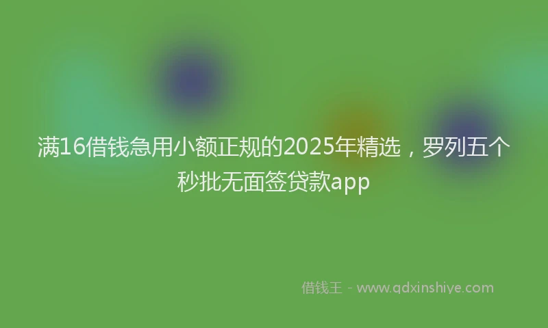 满16借钱急用小额正规的2025年精选，罗列五个秒批无面签贷款app