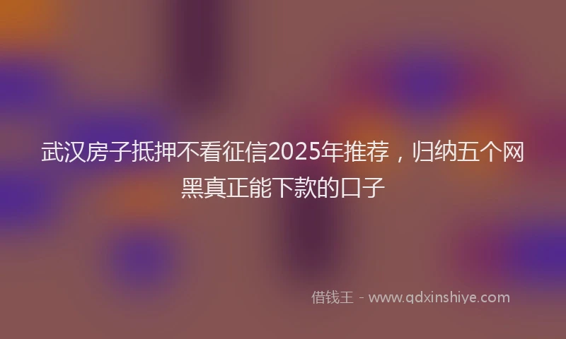 武汉房子抵押不看征信2025年推荐，归纳五个网黑真正能下款的口子
