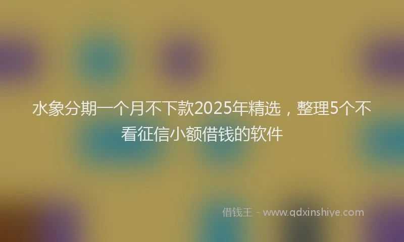 水象分期一个月不下款2025年精选，整理5个不看征信小额借钱的软件