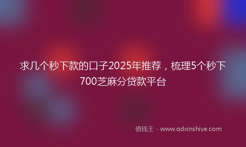 求几个秒下款的口子2025年推荐，梳理5个秒下700芝麻分贷款平台