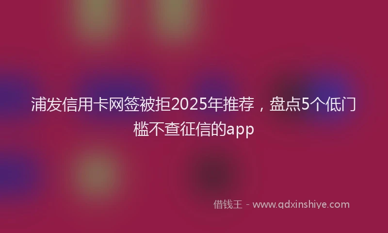 浦发信用卡网签被拒2025年推荐，盘点5个低门槛不查征信的app
