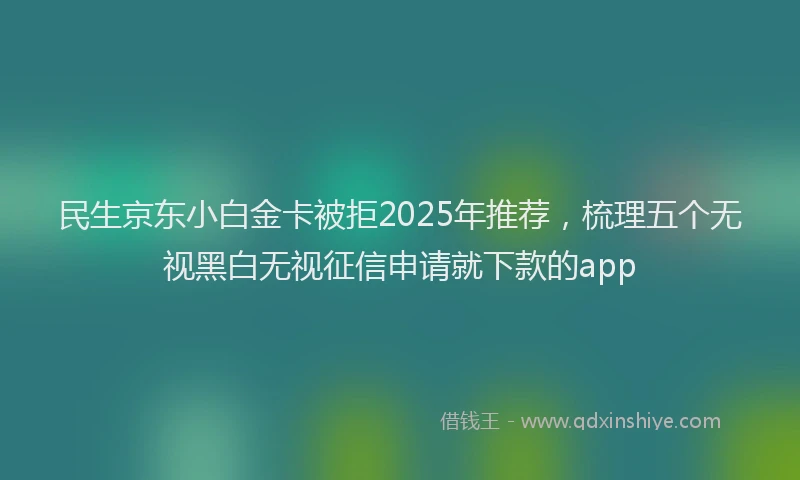 民生京东小白金卡被拒2025年推荐，梳理五个无视黑白无视征信申请就下款的app