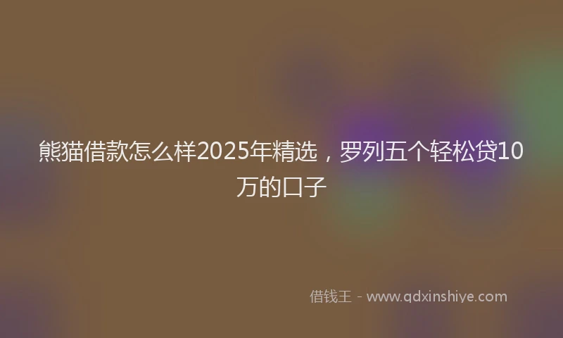 熊猫借款怎么样2025年精选，罗列五个轻松贷10万的口子