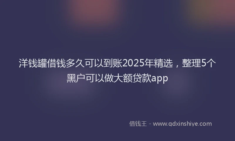 洋钱罐借钱多久可以到账2025年精选，整理5个黑户可以做大额贷款app