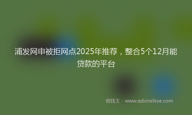 浦发网申被拒网点2025年推荐，整合5个12月能贷款的平台