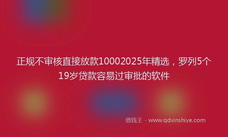 正规不审核直接放款10002025年精选，罗列5个19岁贷款容易过审批的软件
