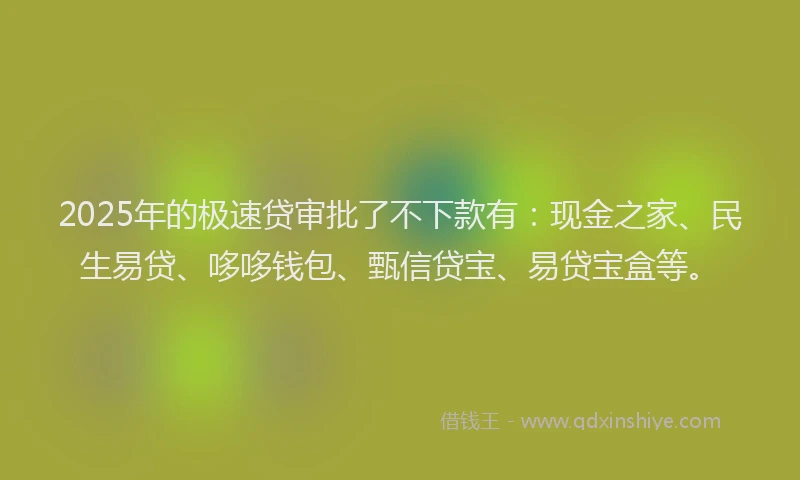2025年的极速贷审批了不下款有：现金之家、民生易贷、哆哆钱包、甄信贷宝、易贷宝盒等。