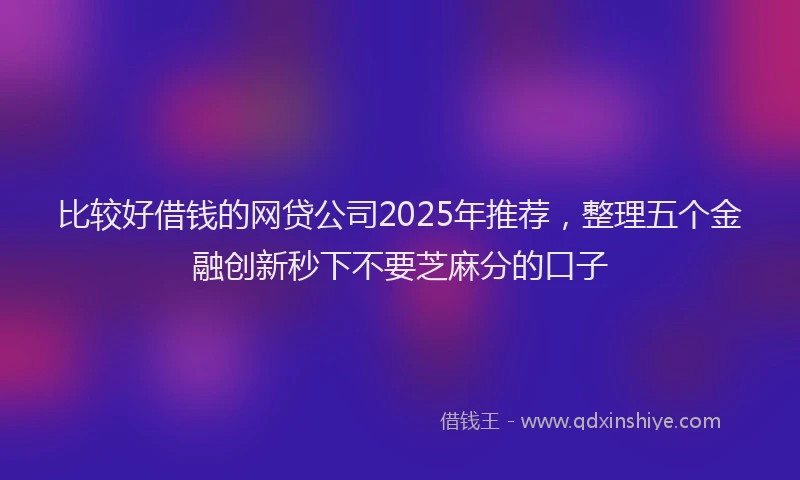 比较好借钱的网贷公司2025年推荐，整理五个金融创新秒下不要芝麻分的口子
