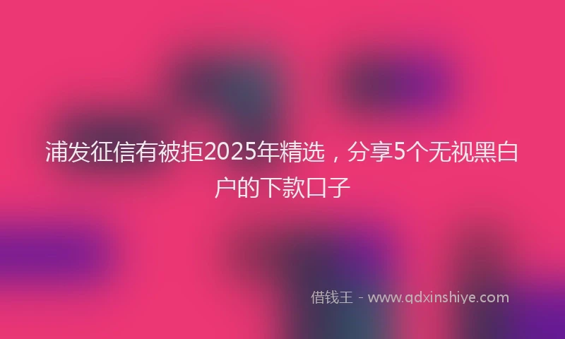 浦发征信有被拒2025年精选，分享5个无视黑白户的下款口子