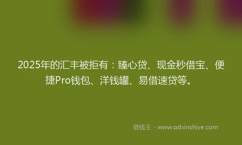 2025年的汇丰被拒有：臻心贷、现金秒借宝、便捷Pro钱包、洋钱罐、易借速贷等。