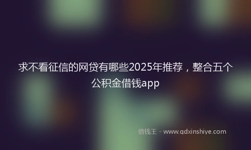 求不看征信的网贷有哪些2025年推荐，整合五个公积金借钱app