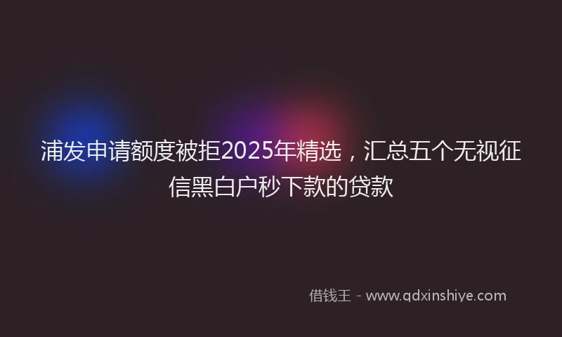 浦发申请额度被拒2025年精选，汇总五个无视征信黑白户秒下款的贷款