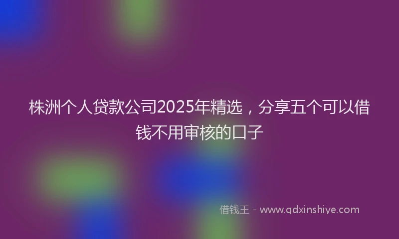 株洲个人贷款公司2025年精选，分享五个可以借钱不用审核的口子