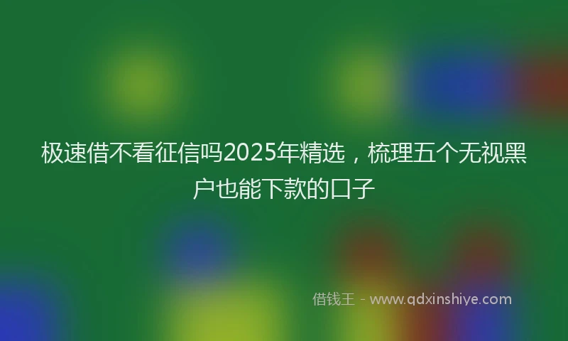 极速借不看征信吗2025年精选，梳理五个无视黑户也能下款的口子