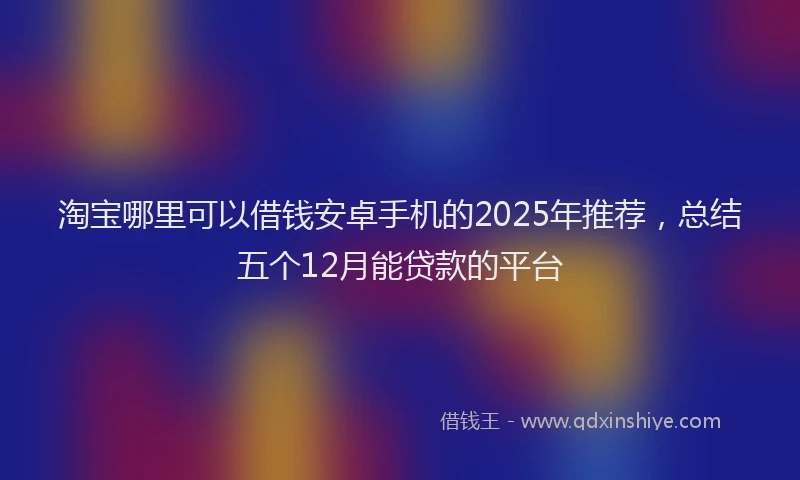 淘宝哪里可以借钱安卓手机的2025年推荐，总结五个12月能贷款的平台