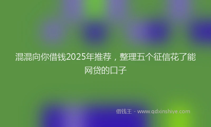 混混向你借钱2025年推荐，整理五个征信花了能网贷的口子