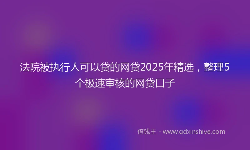 法院被执行人可以贷的网贷2025年精选，整理5个极速审核的网贷口子