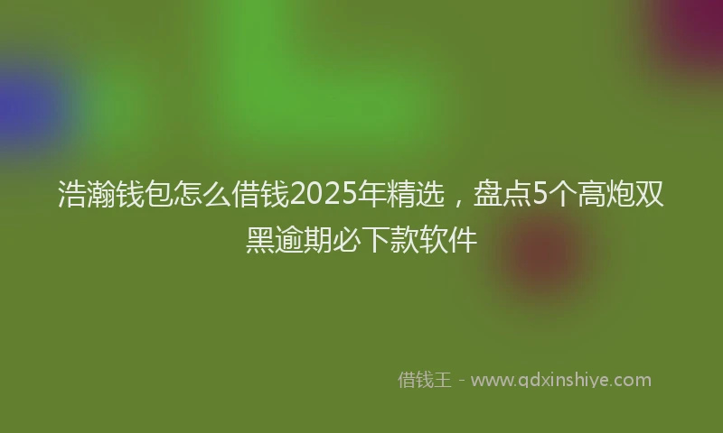 浩瀚钱包怎么借钱2025年精选，盘点5个高炮双黑逾期必下款软件