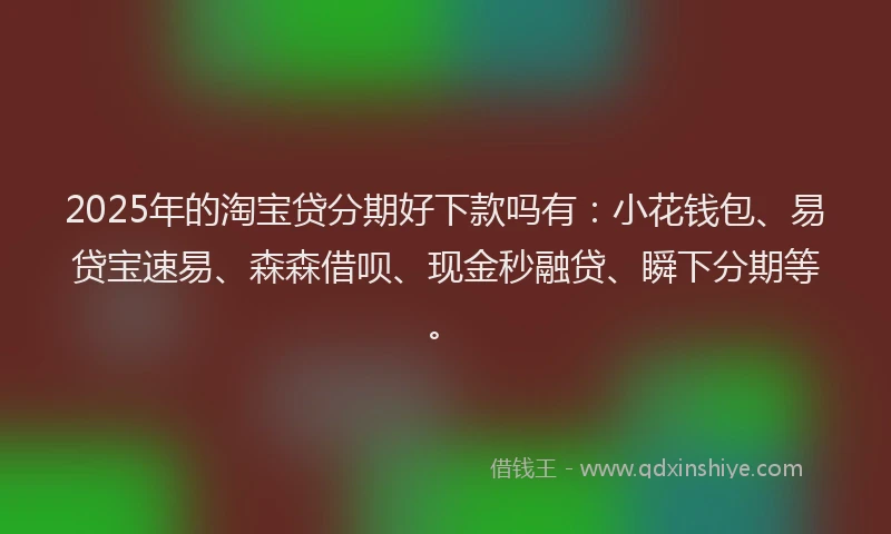 2025年的淘宝贷分期好下款吗有：小花钱包、易贷宝速易、森森借呗、现金秒融贷、瞬下分期等。