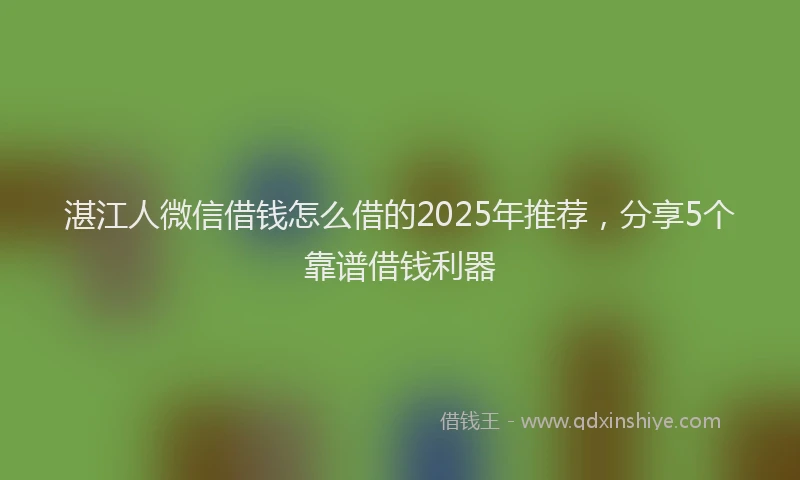 湛江人微信借钱怎么借的2025年推荐，分享5个靠谱借钱利器