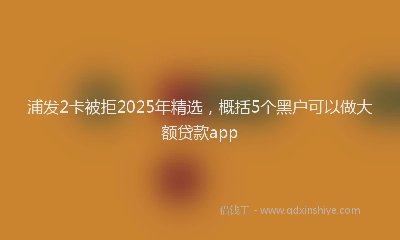 浦发2卡被拒2025年精选，概括5个黑户可以做大额贷款app