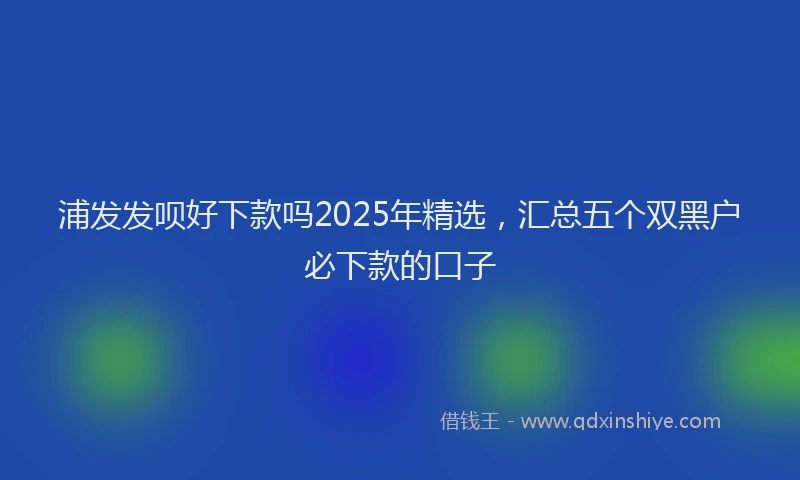 浦发发呗好下款吗2025年精选，汇总五个双黑户必下款的口子