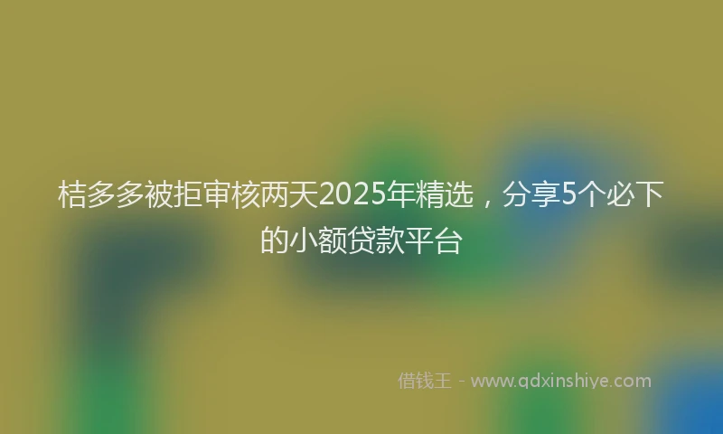 桔多多被拒审核两天2025年精选，分享5个必下的小额贷款平台
