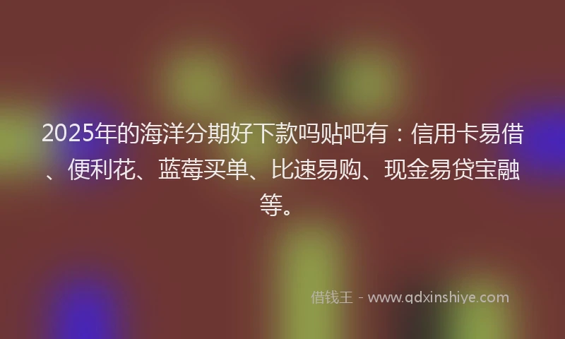 2025年的海洋分期好下款吗贴吧有：信用卡易借、便利花、蓝莓买单、比速易购、现金易贷宝融等。
