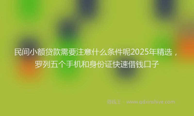 民间小额贷款需要注意什么条件呢2025年精选，罗列五个手机和身份证快速借钱口子