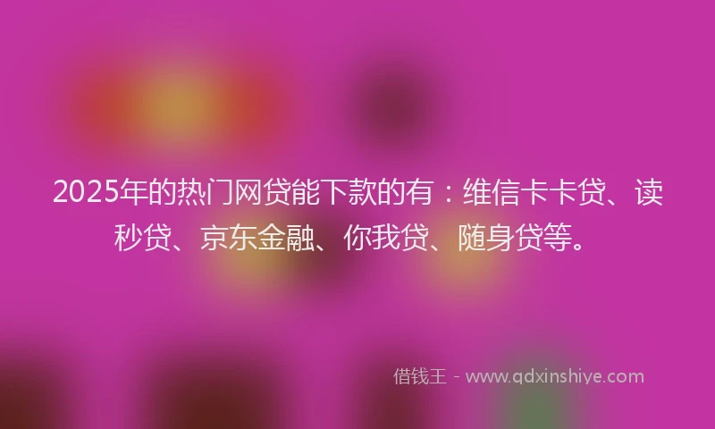 2025年的热门网贷能下款的有：维信卡卡贷、读秒贷、京东金融、你我贷、随身贷等。