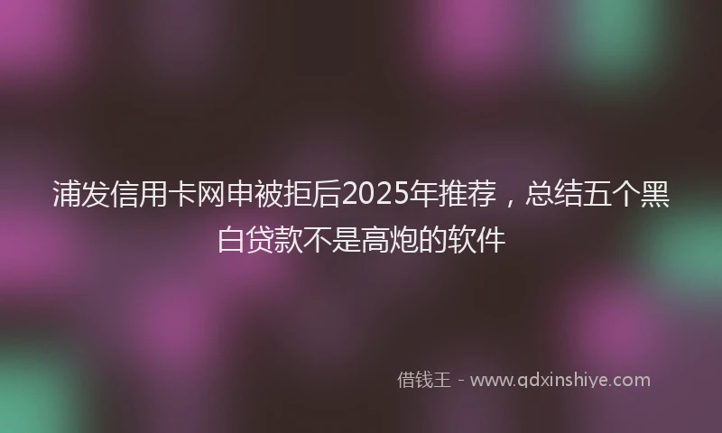 浦发信用卡网申被拒后2025年推荐，总结五个黑白贷款不是高炮的软件