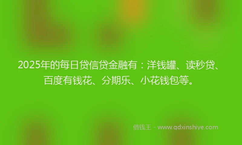 2025年的每日贷信贷金融有：洋钱罐、读秒贷、百度有钱花、分期乐、小花钱包等。