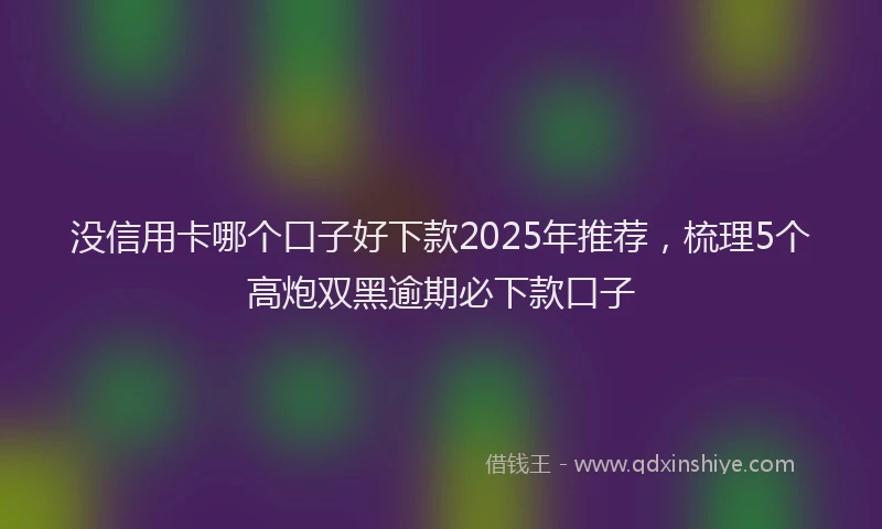 没信用卡哪个口子好下款2025年推荐，梳理5个高炮双黑逾期必下款口子