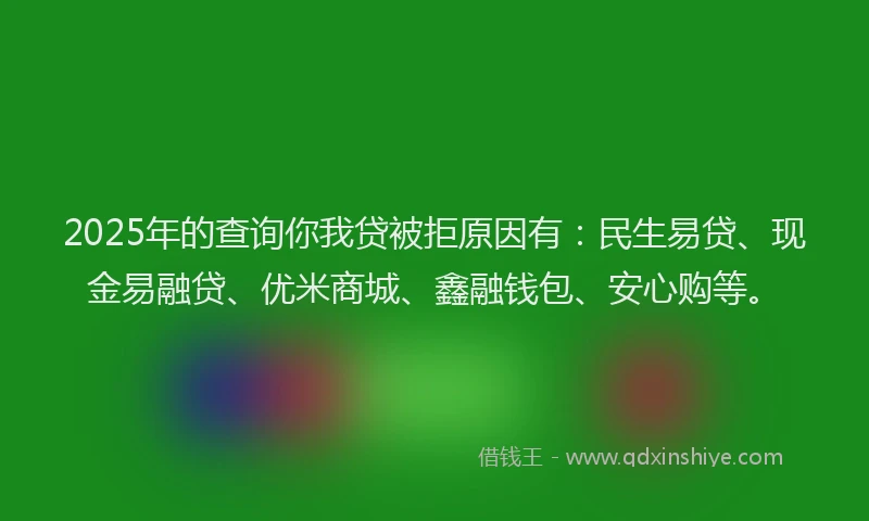 2025年的查询你我贷被拒原因有：民生易贷、现金易融贷、优米商城、鑫融钱包、安心购等。