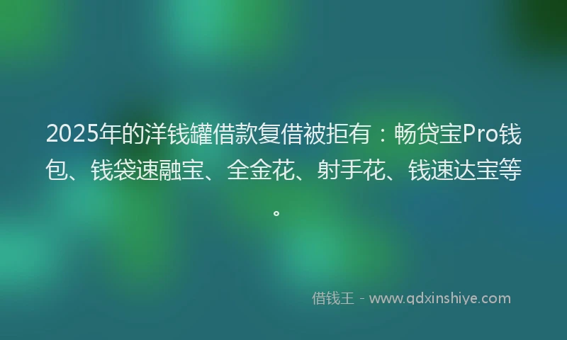 2025年的洋钱罐借款复借被拒有：畅贷宝Pro钱包、钱袋速融宝、全金花、射手花、钱速达宝等。