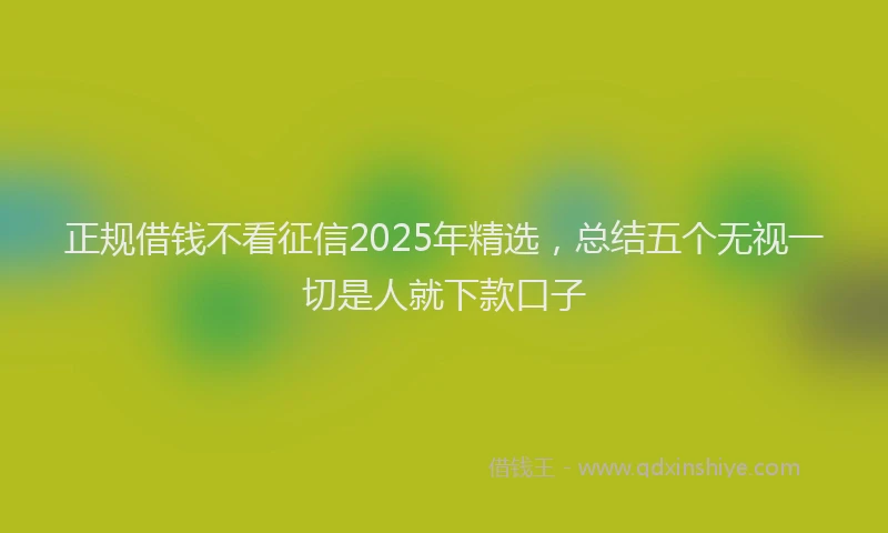 正规借钱不看征信2025年精选，总结五个无视一切是人就下款口子