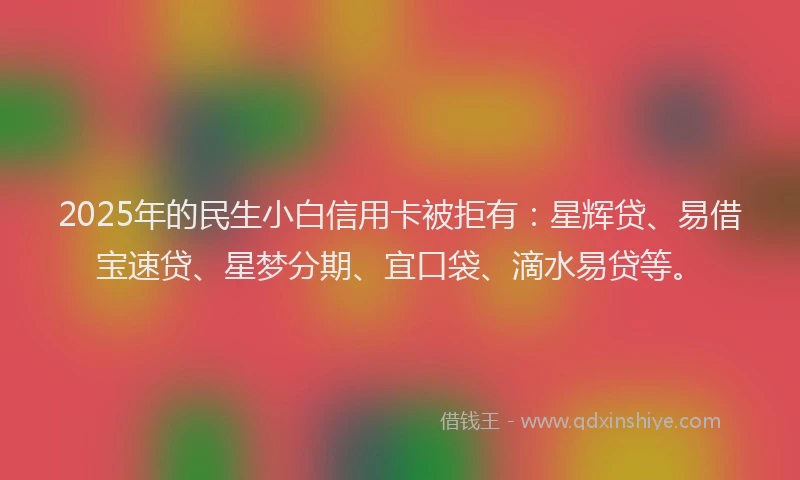 2025年的民生小白信用卡被拒有：星辉贷、易借宝速贷、星梦分期、宜口袋、滴水易贷等。
