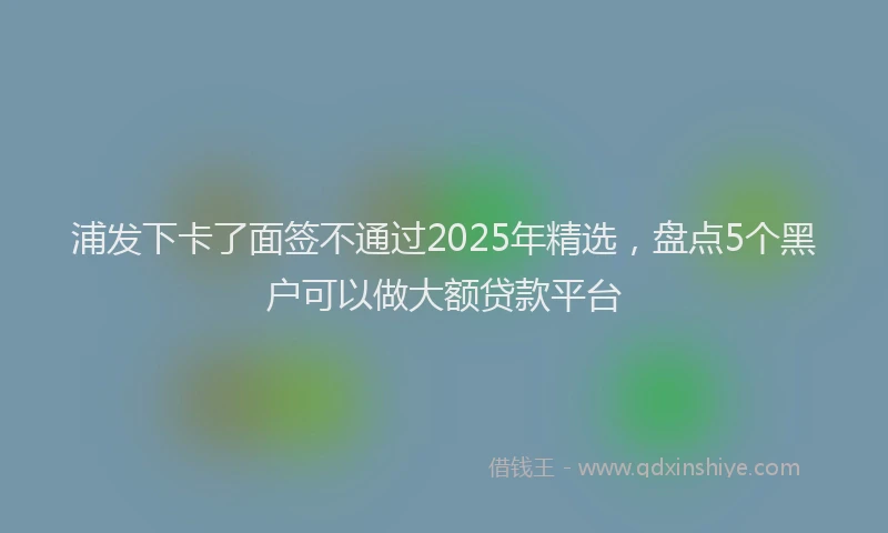 浦发下卡了面签不通过2025年精选，盘点5个黑户可以做大额贷款平台