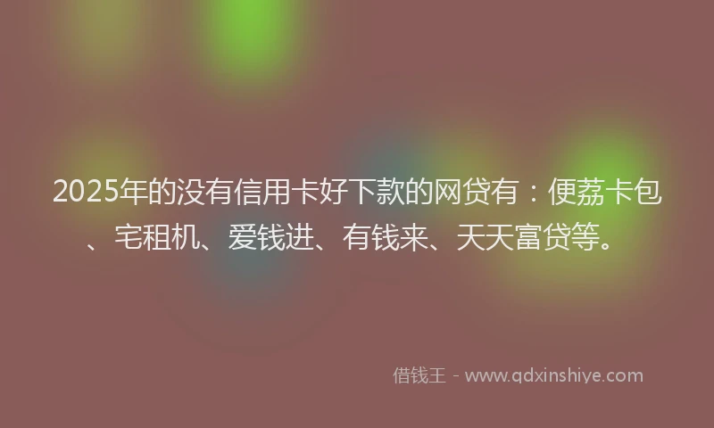 2025年的没有信用卡好下款的网贷有：便荔卡包、宅租机、爱钱进、有钱来、天天富贷等。