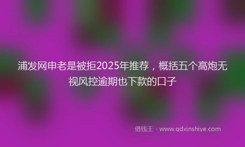 浦发网申老是被拒2025年推荐，概括五个高炮无视风控逾期也下款的口子