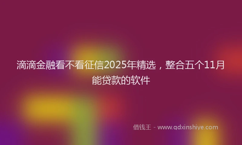 滴滴金融看不看征信2025年精选，整合五个11月能贷款的软件