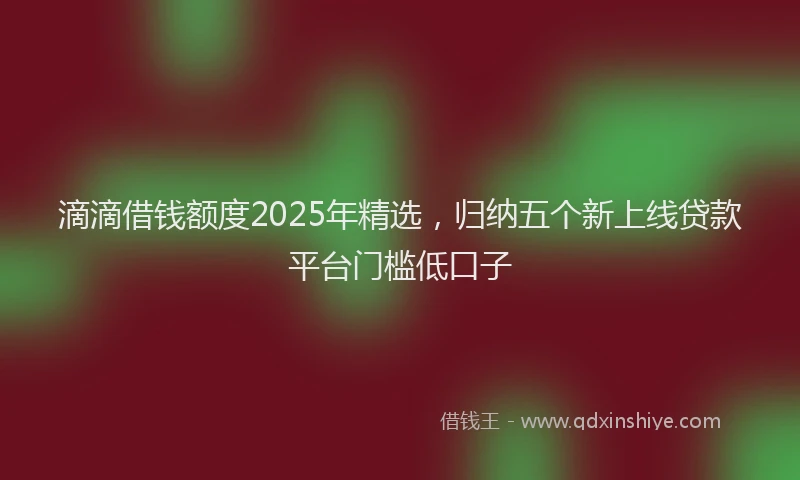滴滴借钱额度2025年精选，归纳五个新上线贷款平台门槛低口子