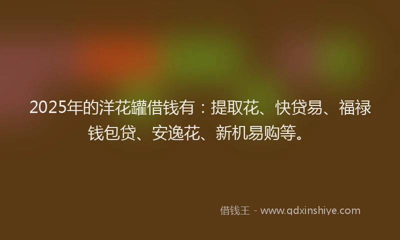 2025年的洋花罐借钱有：提取花、快贷易、福禄钱包贷、安逸花、新机易购等。