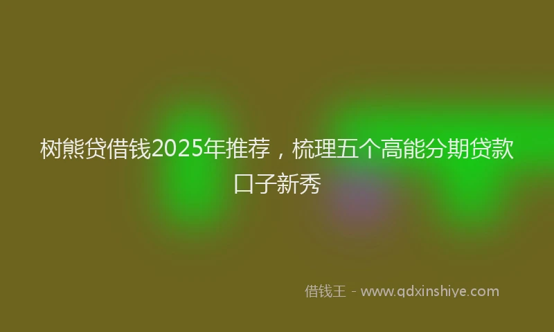 树熊贷借钱2025年推荐，梳理五个高能分期贷款口子新秀