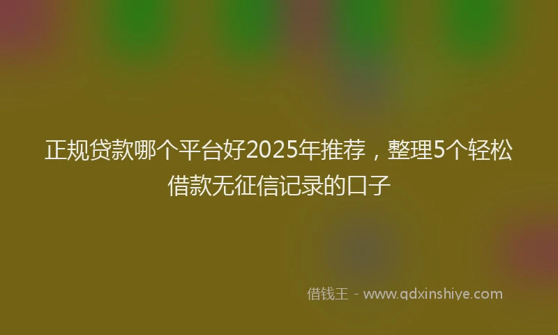正规贷款哪个平台好2025年推荐，整理5个轻松借款无征信记录的口子