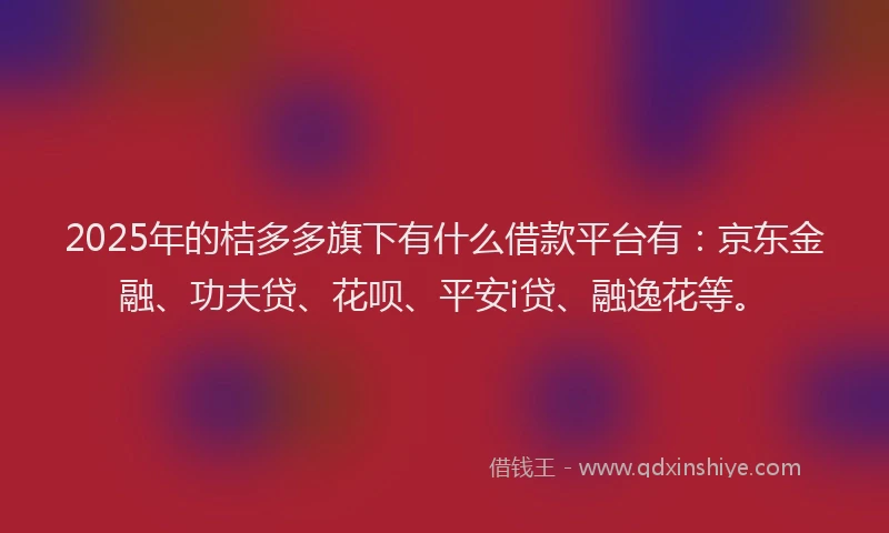 2025年的桔多多旗下有什么借款平台有：京东金融、功夫贷、花呗、平安i贷、融逸花等。