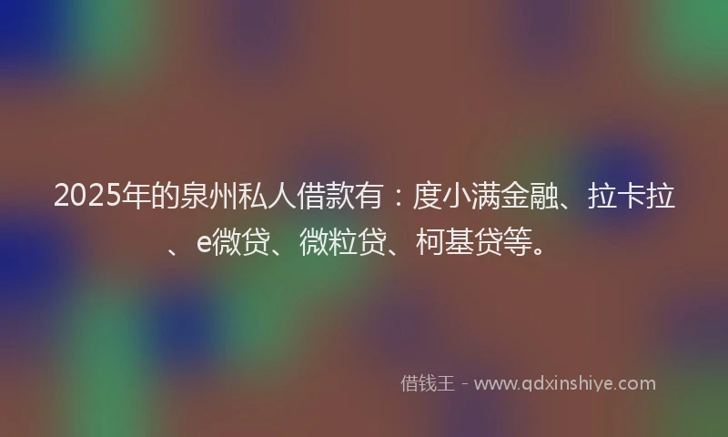 2025年的泉州私人借款有：度小满金融、拉卡拉、e微贷、微粒贷、柯基贷等。